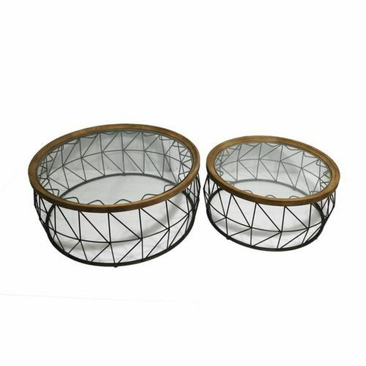 2-bordsset DKD Home Decor Svart Naturell 100 x 100 x 43 cm