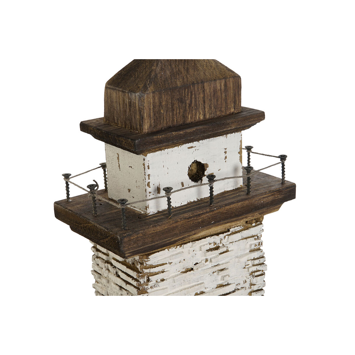 Prydnadsfigur Home ESPRIT Vit Naturell Främre lyktor Antikbehandlad 22,5 x 11 x 51 cm - 2