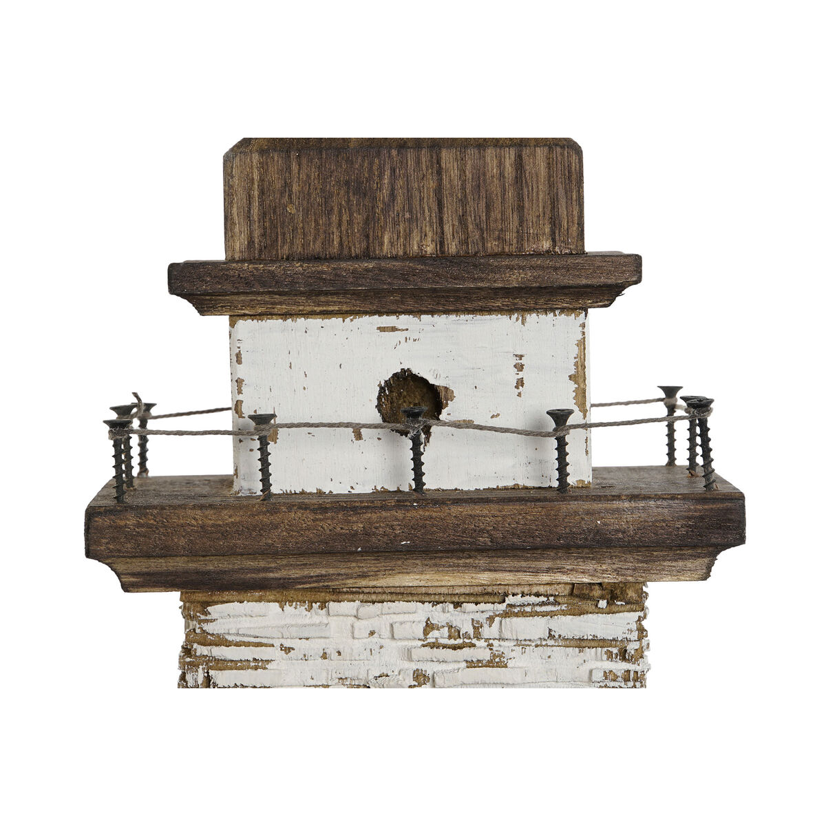 Prydnadsfigur Home ESPRIT Vit Naturell Främre lyktor Antikbehandlad 22,5 x 11 x 51 cm - 4