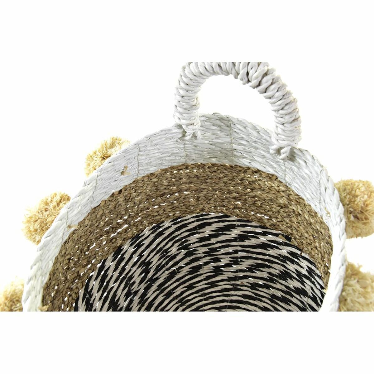 Korg - set DKD Home Decor Vit Svart Beige Sjögräs 34 x 33 x 26 cm 2 Delar - 8