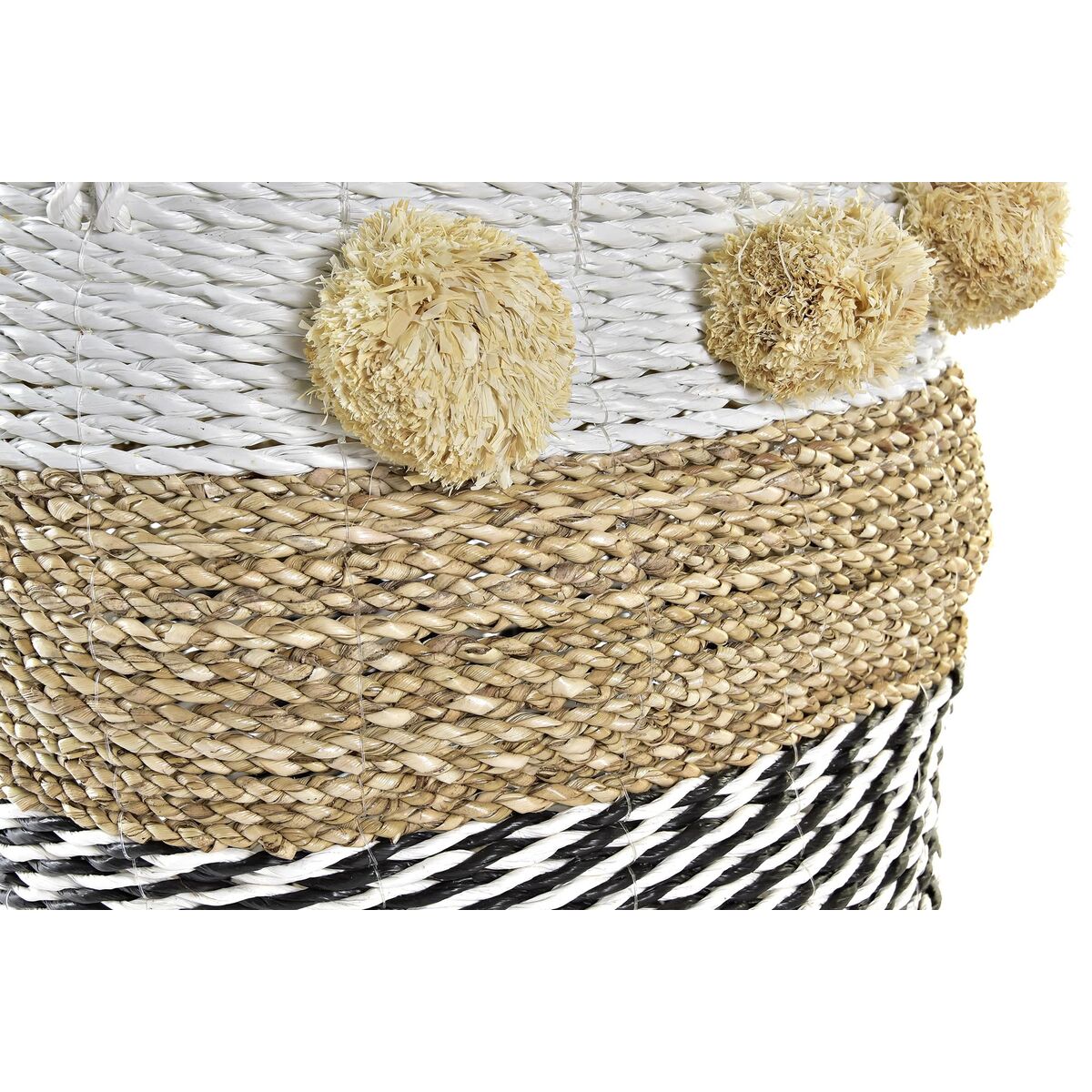 Korg - set DKD Home Decor Vit Svart Beige Sjögräs 34 x 33 x 26 cm 2 Delar - 9