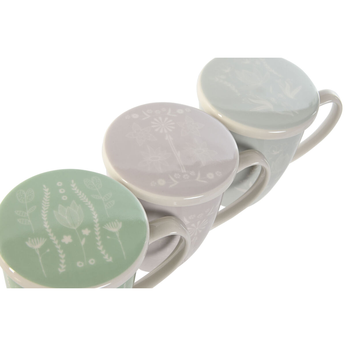 Kopp med filter för örtteer DKD Home Decor Blå Grön Ljusrosa Rostfritt stål Porslin 380 ml (3 antal) - 3