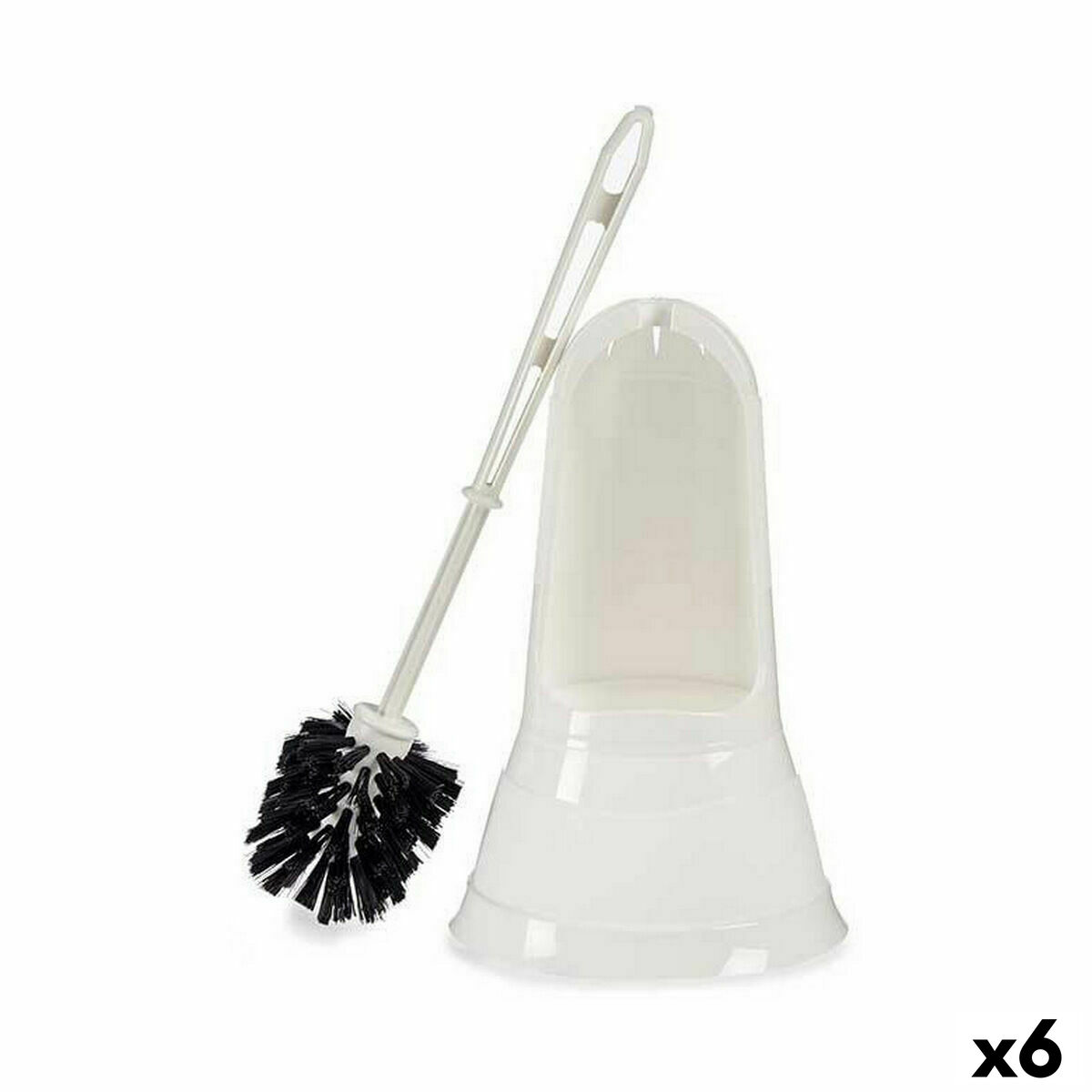 Toalettborste Vit Svart PVC polypropen 16 x 36,2 x 16 cm (6 antal)
