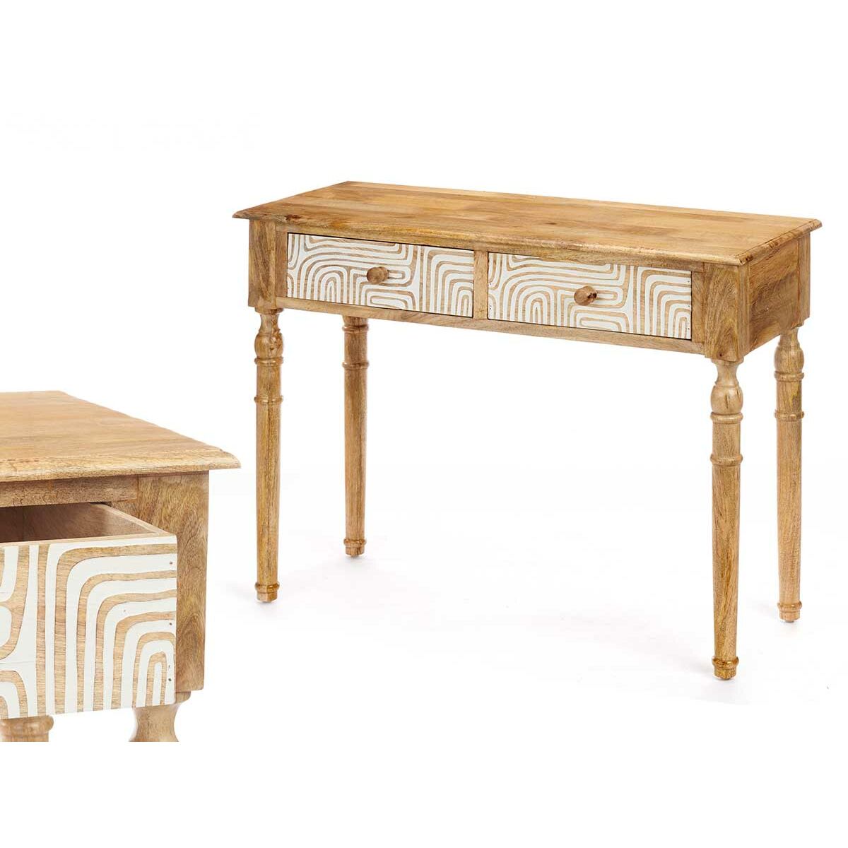 Hallmöbel med 2 lådor Gift Decor Vit Brun 98 x 77 x 42 cm Kurva - 2