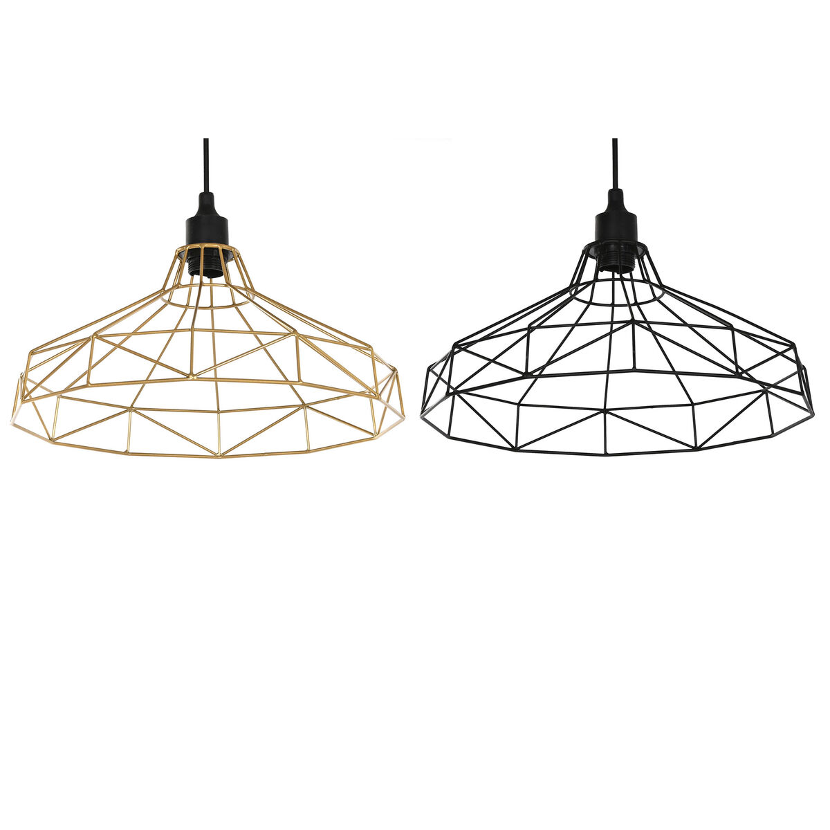 Taklampa Home ESPRIT Svart Gyllene Metall 50 W 39 x 39 x 25 cm (2 antal)