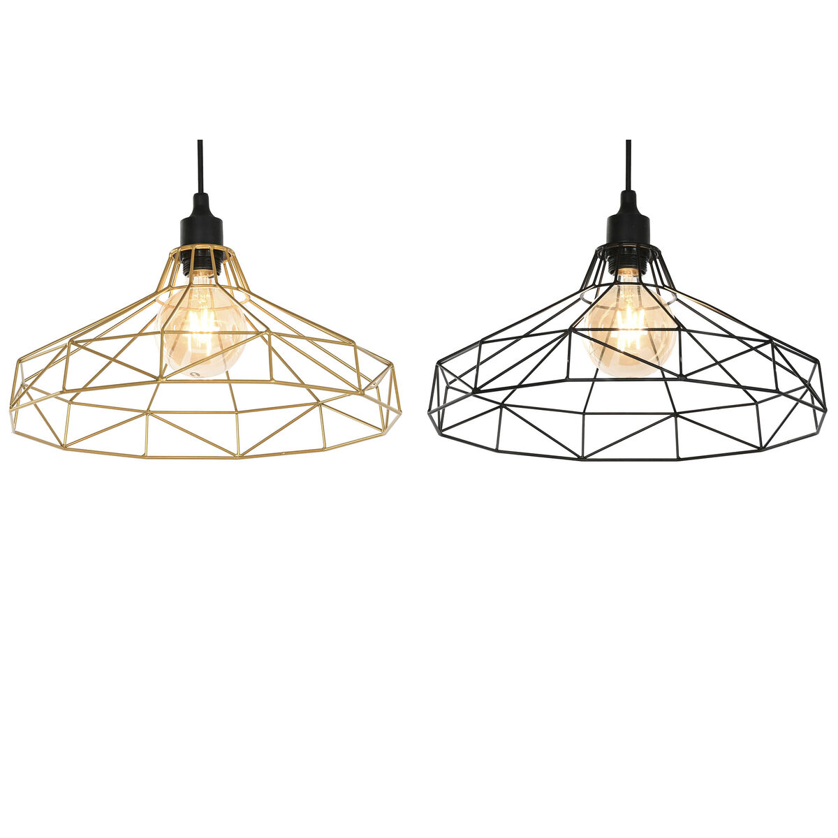 Taklampa Home ESPRIT Svart Gyllene Metall 50 W 39 x 39 x 25 cm (2 antal) - 5