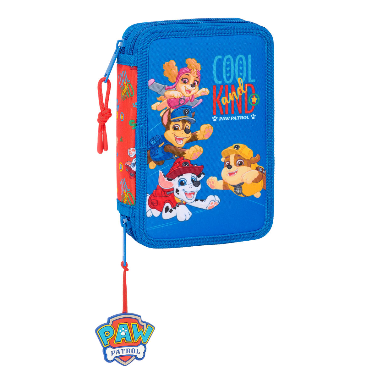 Dubbelt pennfodral The Paw Patrol Cool Blå Röd 12.5 x 19.5 x 4 cm 29 Delar