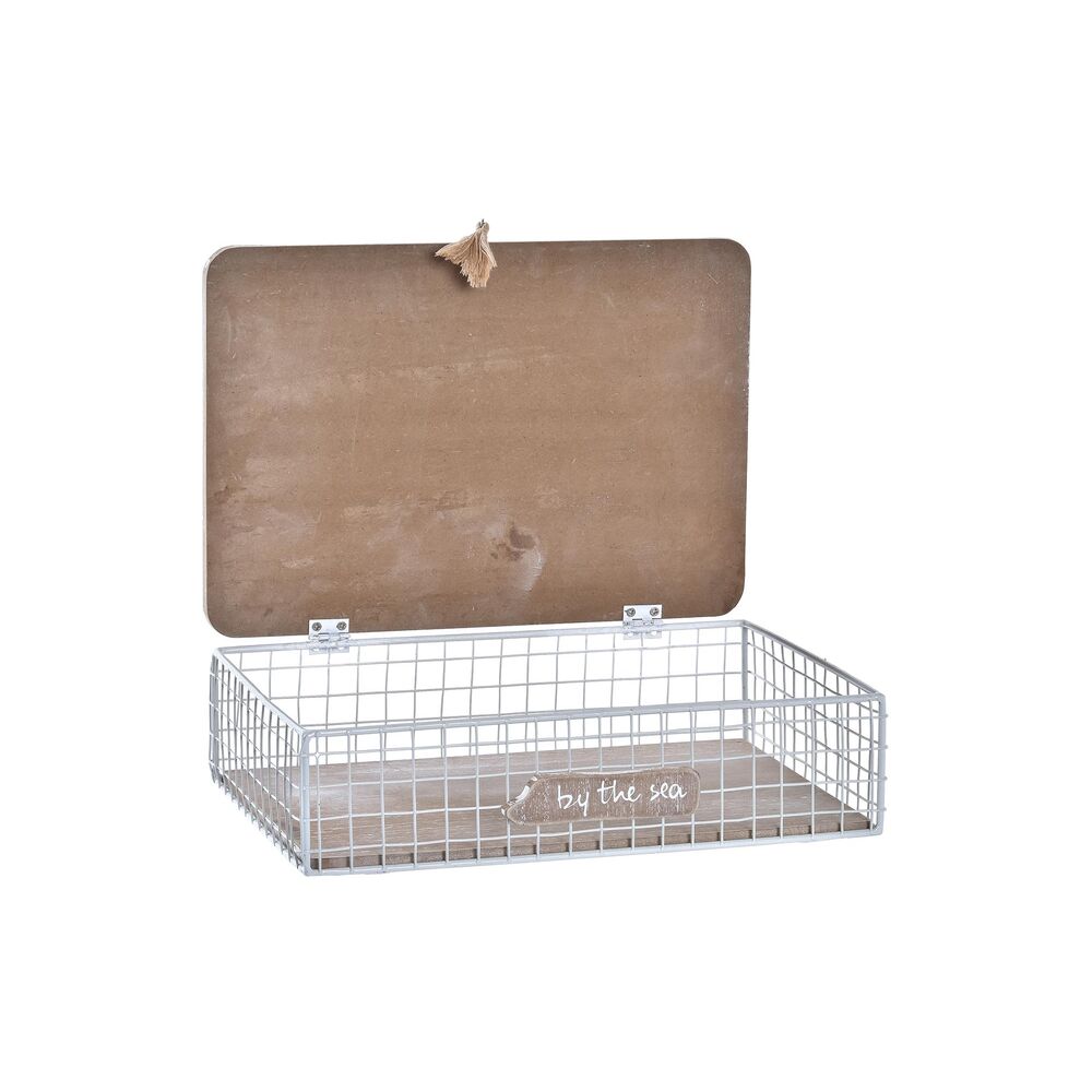 Dekorationslåda DKD Home Decor Vit Brun Trä Metall Spiraler Medelhavs - 3