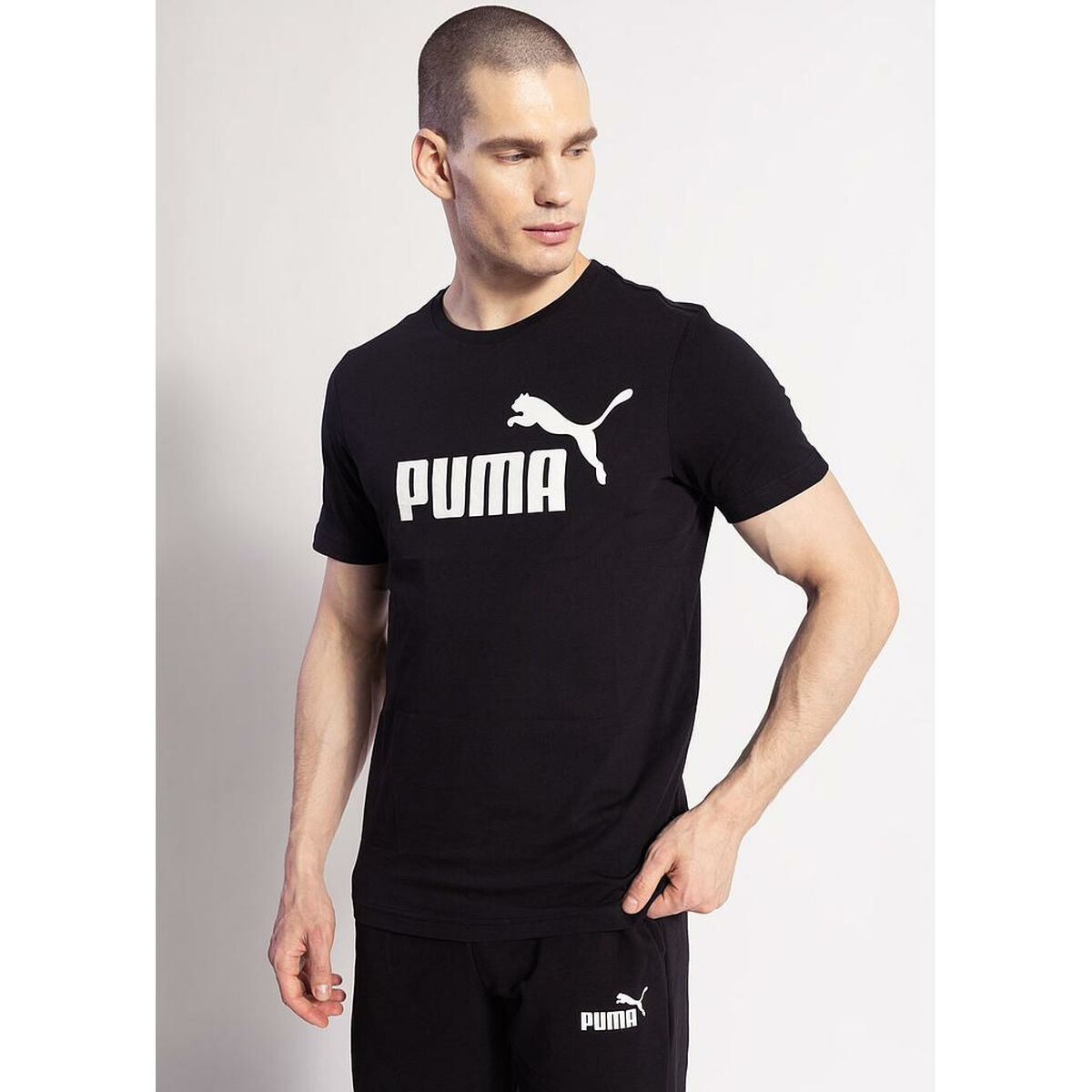 T-shirt med kortärm Herr Puma ESS LOGO TEE 586666 01 Svart - 3