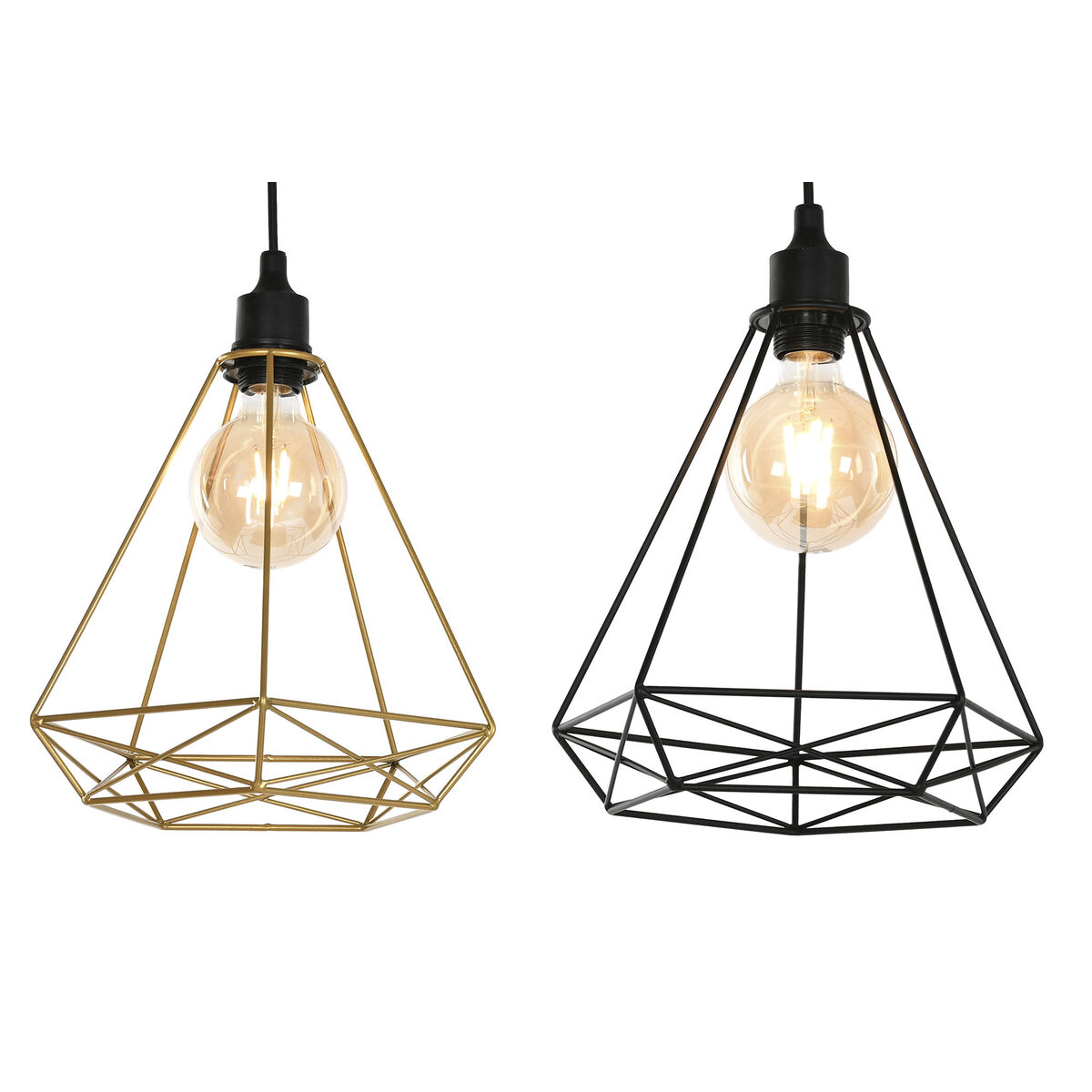Taklampa Home ESPRIT Svart Gyllene Metall 50 W 28 x 27 x 34 cm (2 antal) - 5