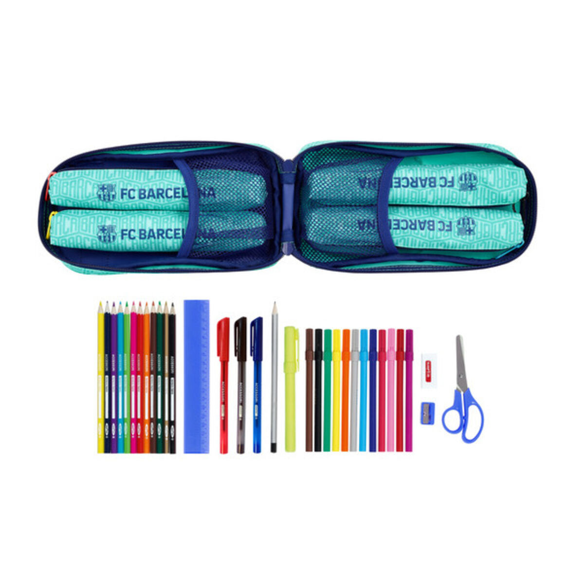 Pennfodral Ryggsäck F.C. Barcelona Turkos 12 x 23 x 5 cm (33 Delar) - 8