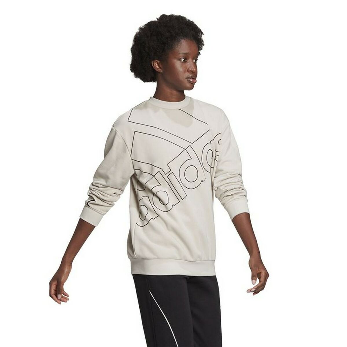 Tröja utan huva Dam Adidas Giant Logo Beige - 4
