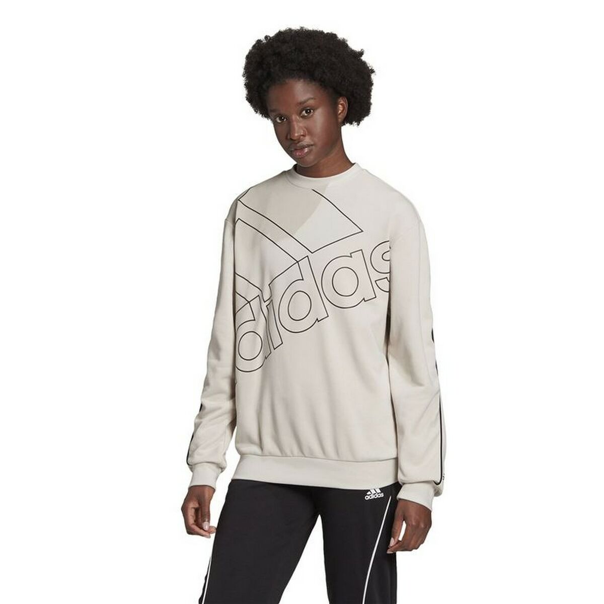 Tröja utan huva Dam Adidas Giant Logo Beige - 2