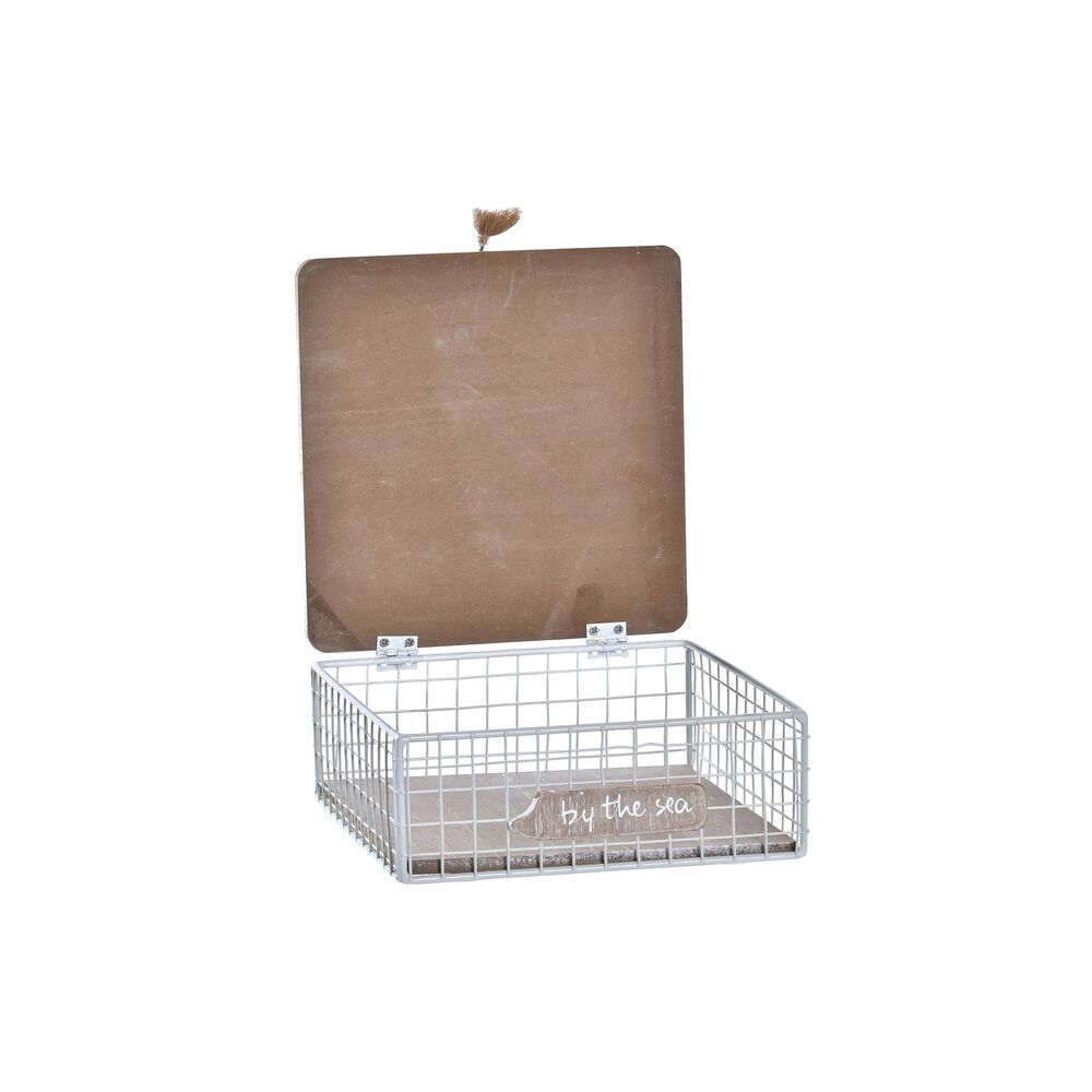 Dekorationslåda DKD Home Decor Vit Brun Trä Metall Spiraler Medelhavs - 3