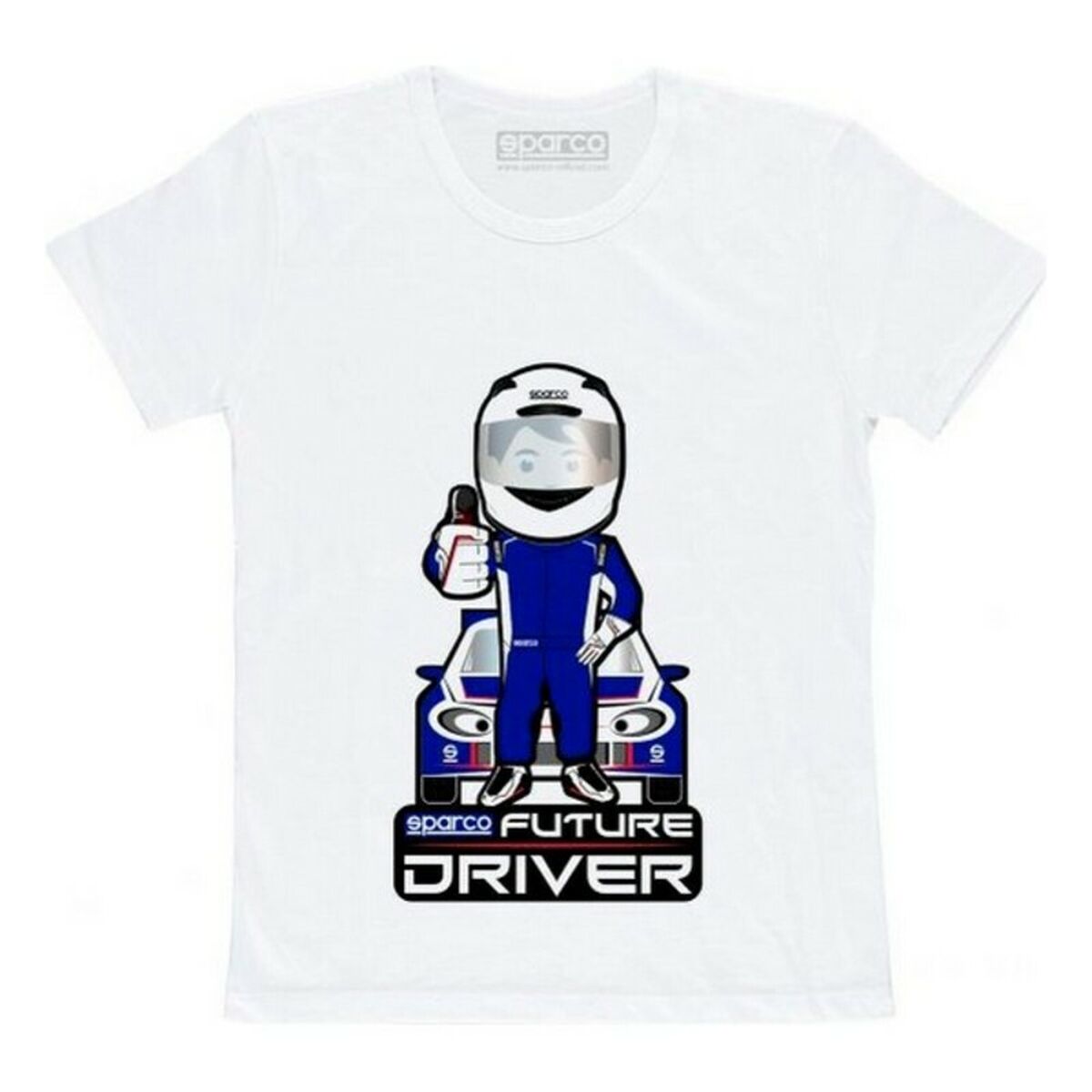 Barn T-shirt med kortärm Sparco Future Racer Vit