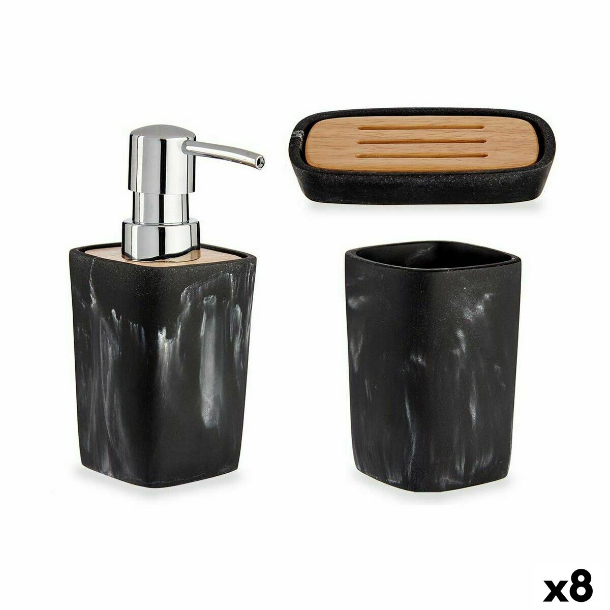 Badkit Berilo B5646-S3 Svart Bambu Plast (8 antal) - 3