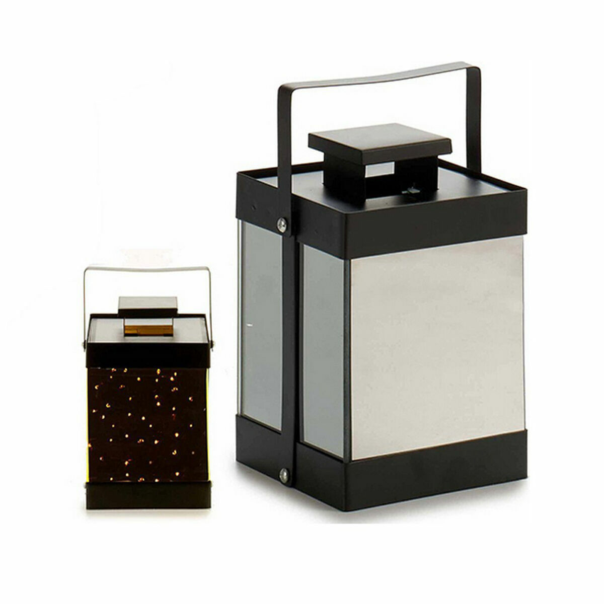 LED-lykta Gift Decor Svart 12,5 x 18,5 x 12,5 cm Speglar (6 antal) - 2