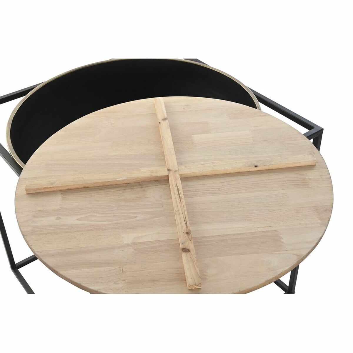 Sidobord DKD Home Decor Brun Svart Trä Metall 64 x 64 x 62,5 cm - 3