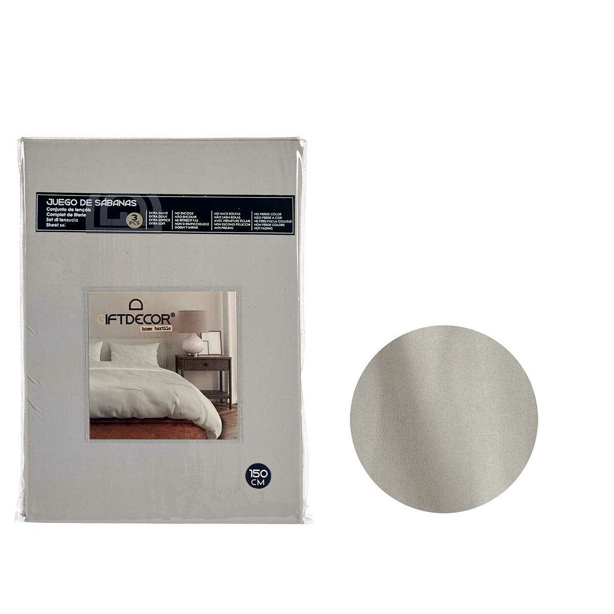 Bäddset Gift Decor Grå Säng 150 3 Delar