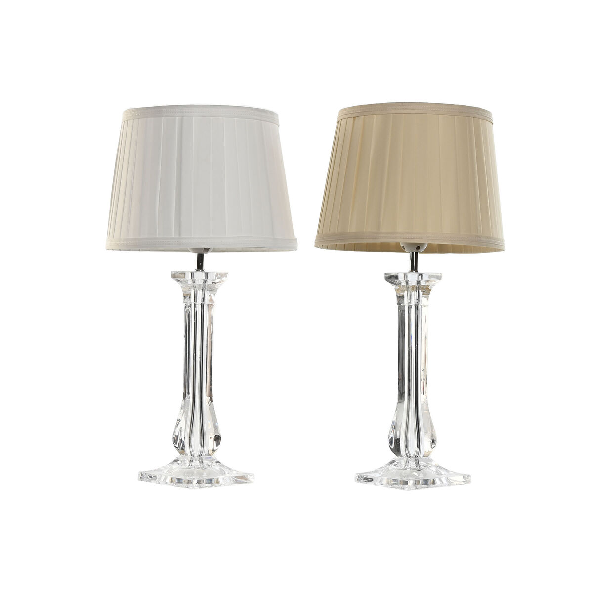 Bordslampa Home ESPRIT Vit Beige Metall 60 W 220 V 25 x 25 x 50 cm (2 antal)