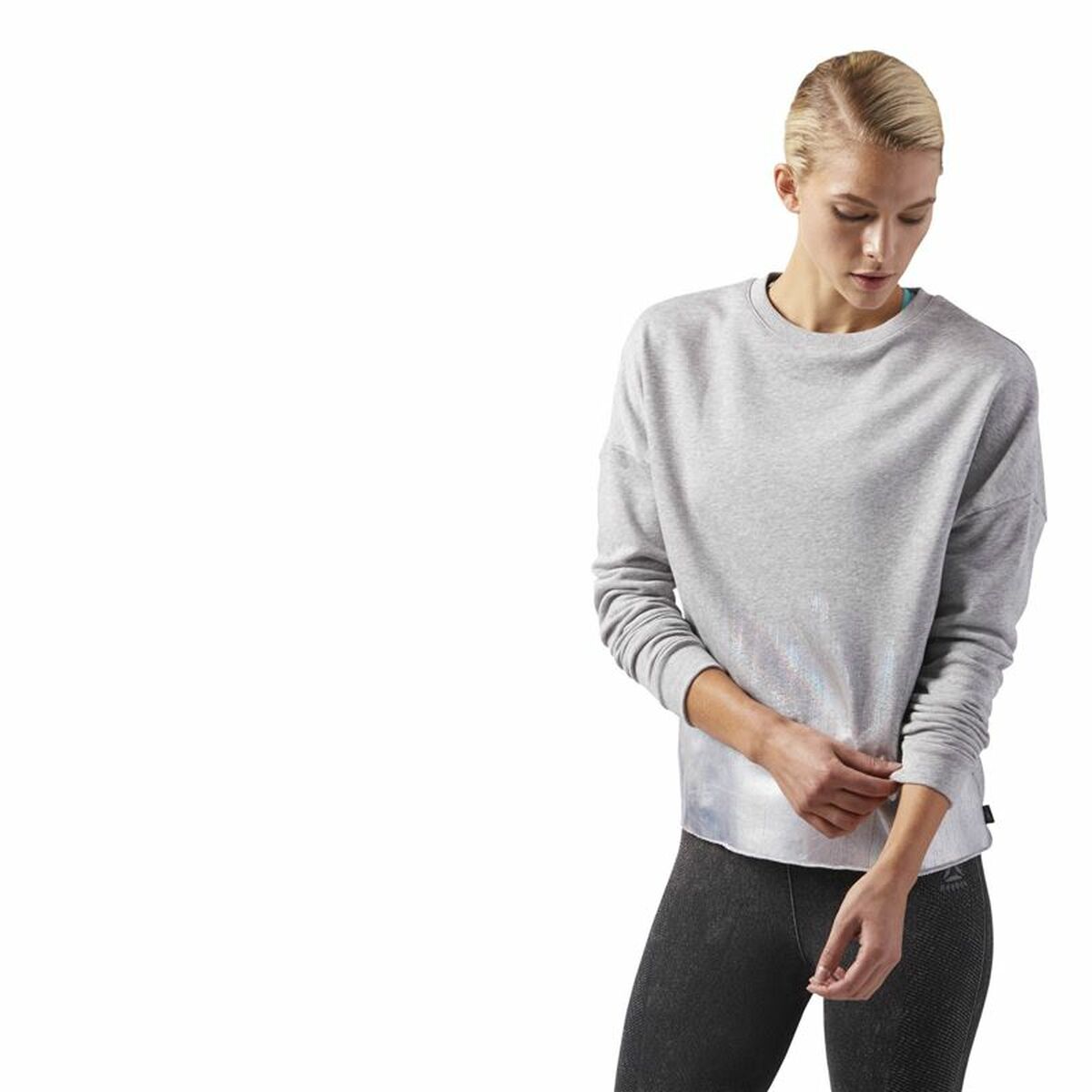 Tröja utan huva Herr Reebok Foil Crew Ljusgrå - 3
