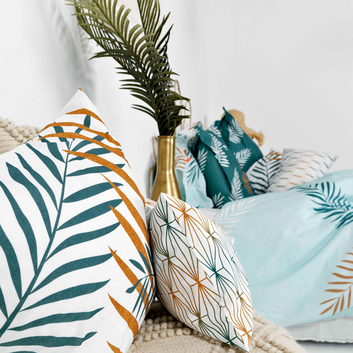 Påslakan HappyFriday Blanc Foliage mint  Multicolour 260 x 240 cm - 8