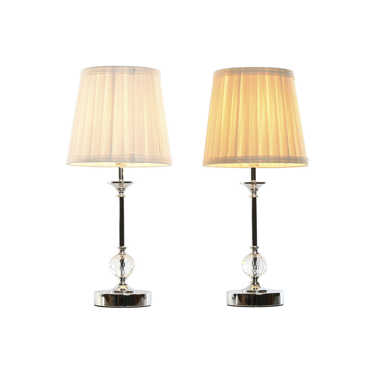 Bordslampa Home ESPRIT Vit Beige Metall 25 W 220 V 20 x 20 x 46 cm (2 antal) - 5