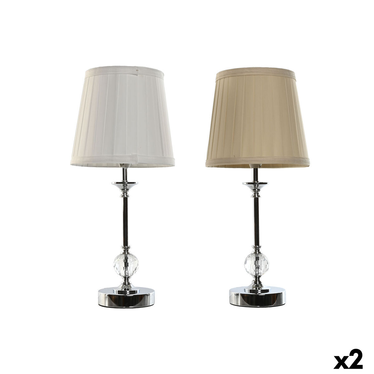 Bordslampa Home ESPRIT Vit Beige Metall 25 W 220 V 20 x 20 x 46 cm (2 antal) - 6