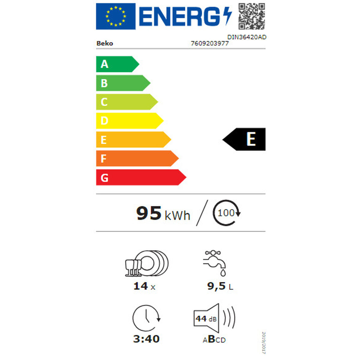 Diskmaskin BEKO DIN36420AD 60 cm Vit - 4