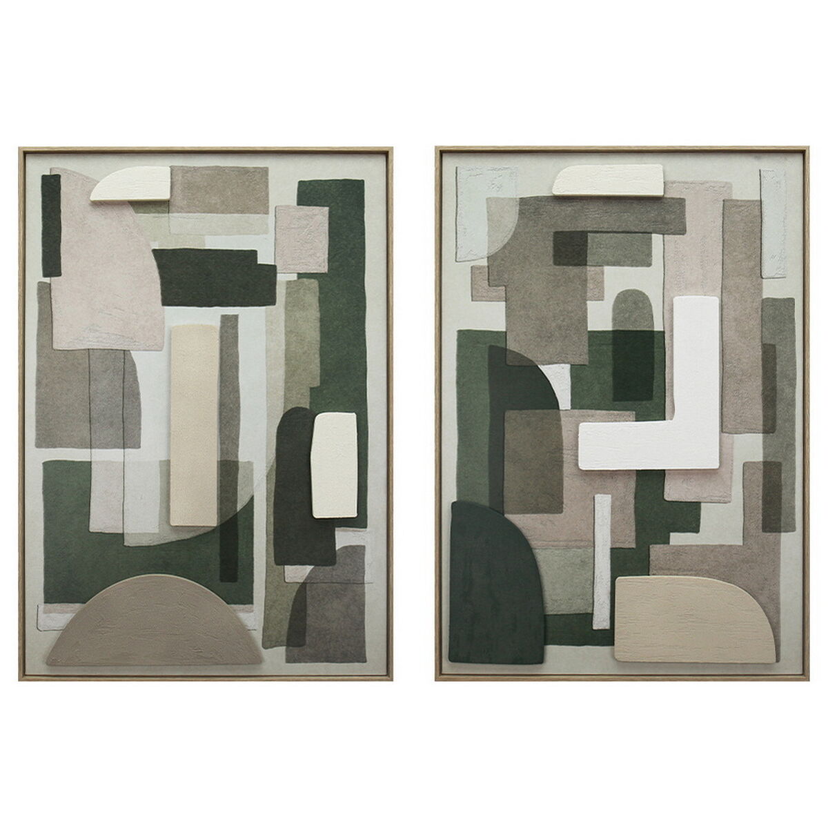 Kanvas Home ESPRIT Grön Beige Abstrakt Urban 70 x 3,5 x 100 cm (2 antal)