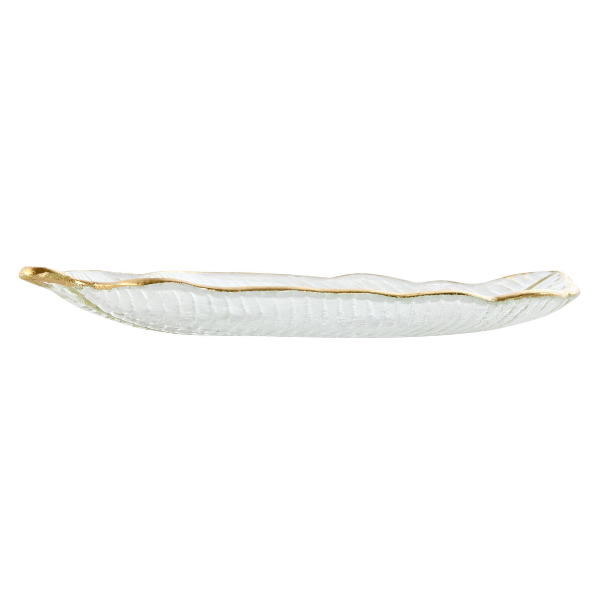 Bordsdekoration Home ESPRIT Transparent Gyllene Tropiskt Löv av en växt 31 x 17 x 2 cm - 3