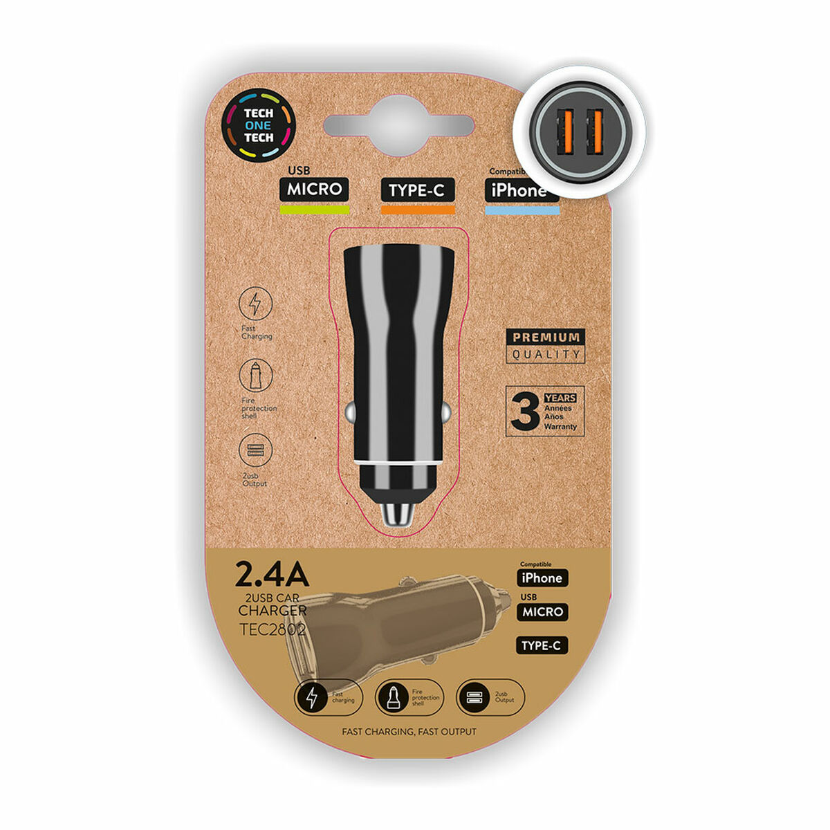 Billaddare Tech One Tech Double USB-C Micro-USB