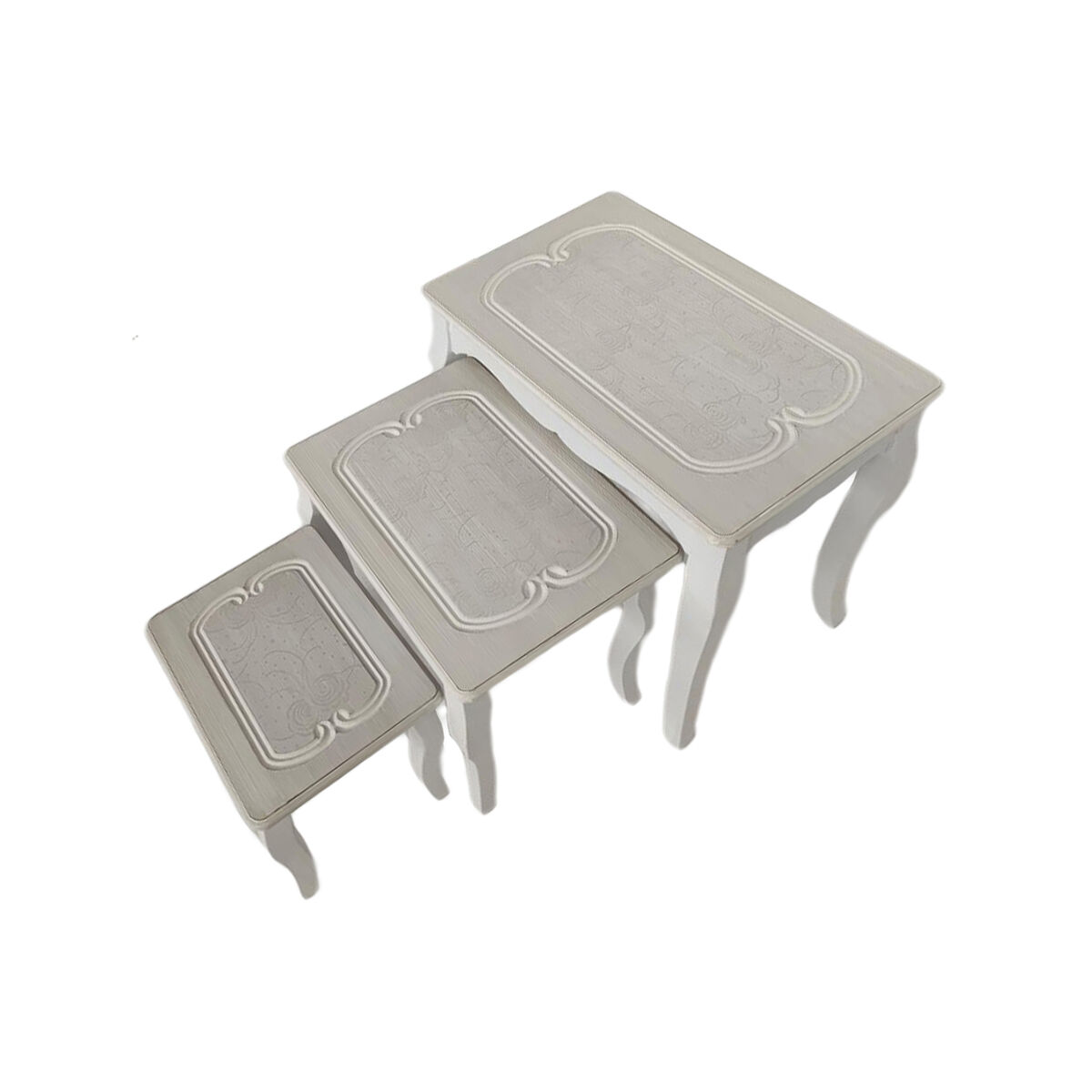 3-bordsset DKD Home Decor Vit 53 x 35 x 47 cm
