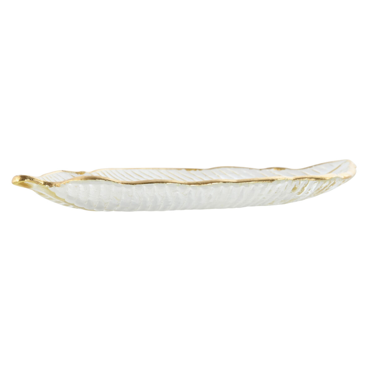 Bordsdekoration Home ESPRIT Transparent Gyllene Tropiskt Löv av en växt 27 x 15 x 2 cm - 3