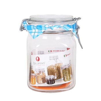 Burk Borgonovo Hermetisk Transparent Glas 1L 10,5 x 10,5 x 15,5 cm (6 antal)