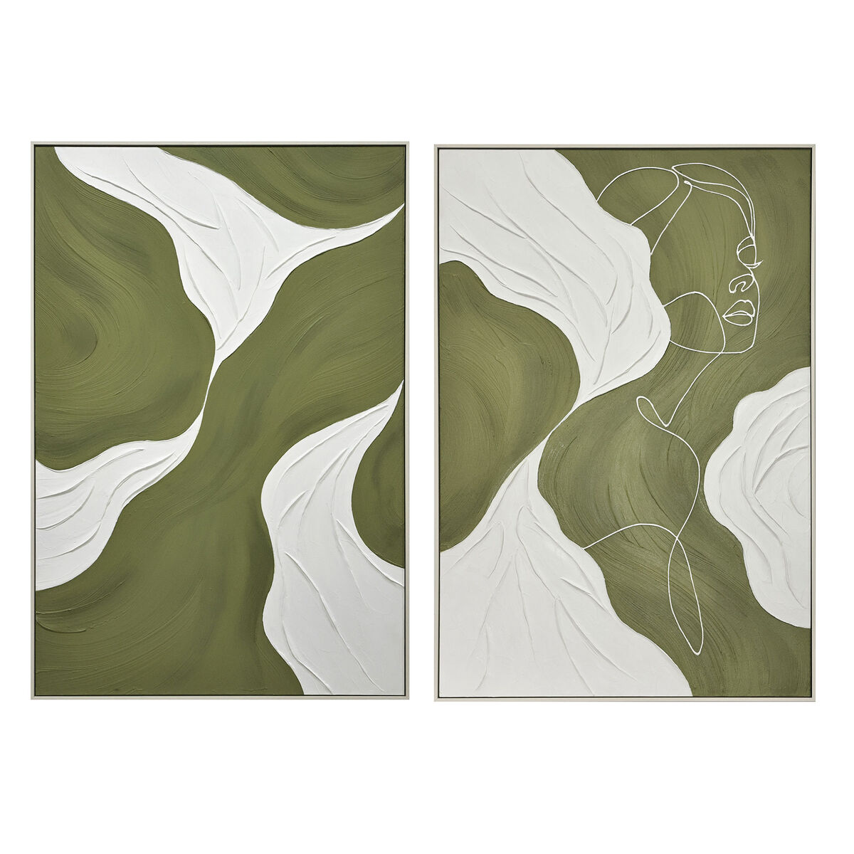 Kanvas Home ESPRIT Vit Grön Abstrakt Urban 80 x 4,3 x 120 cm (2 antal)