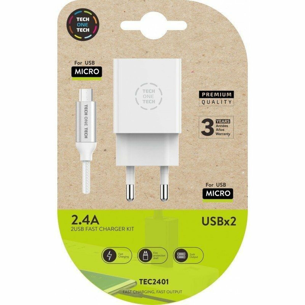 Väggladdare Tech One Tech TEC2401 Vit - 2