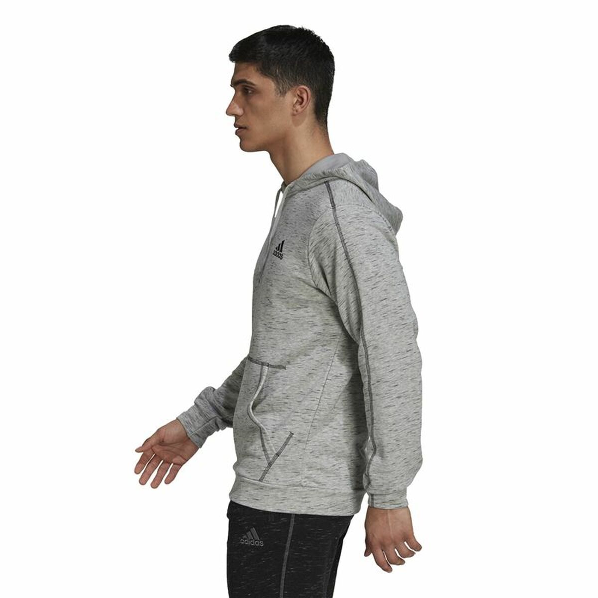 Tröja med huva Herr Adidas Essentials Mélange Embroidered Ljusgrå - 7