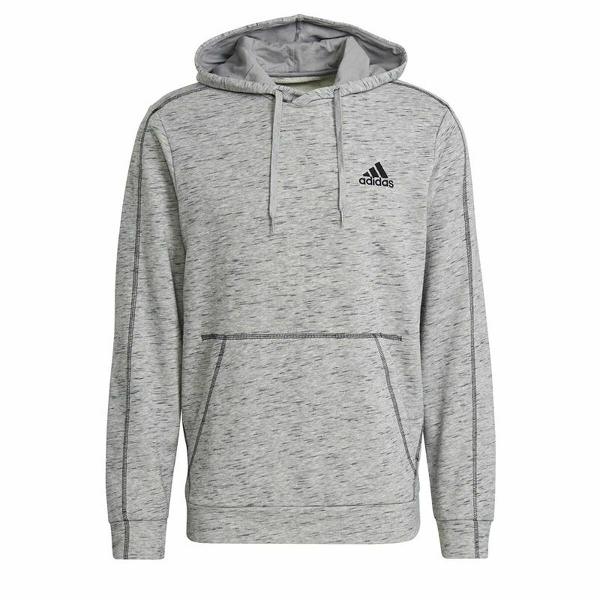 Tröja med huva Herr Adidas Essentials Mélange Embroidered Ljusgrå - 3