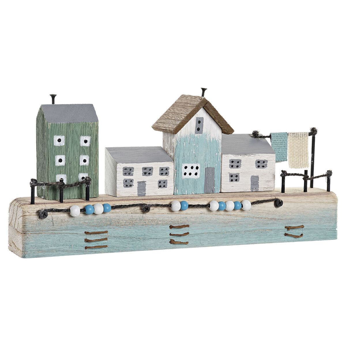 Prydnadsfigur DKD Home Decor Blå 38,5 x 5,8 x 17,2 cm Naturell Hamn - 4