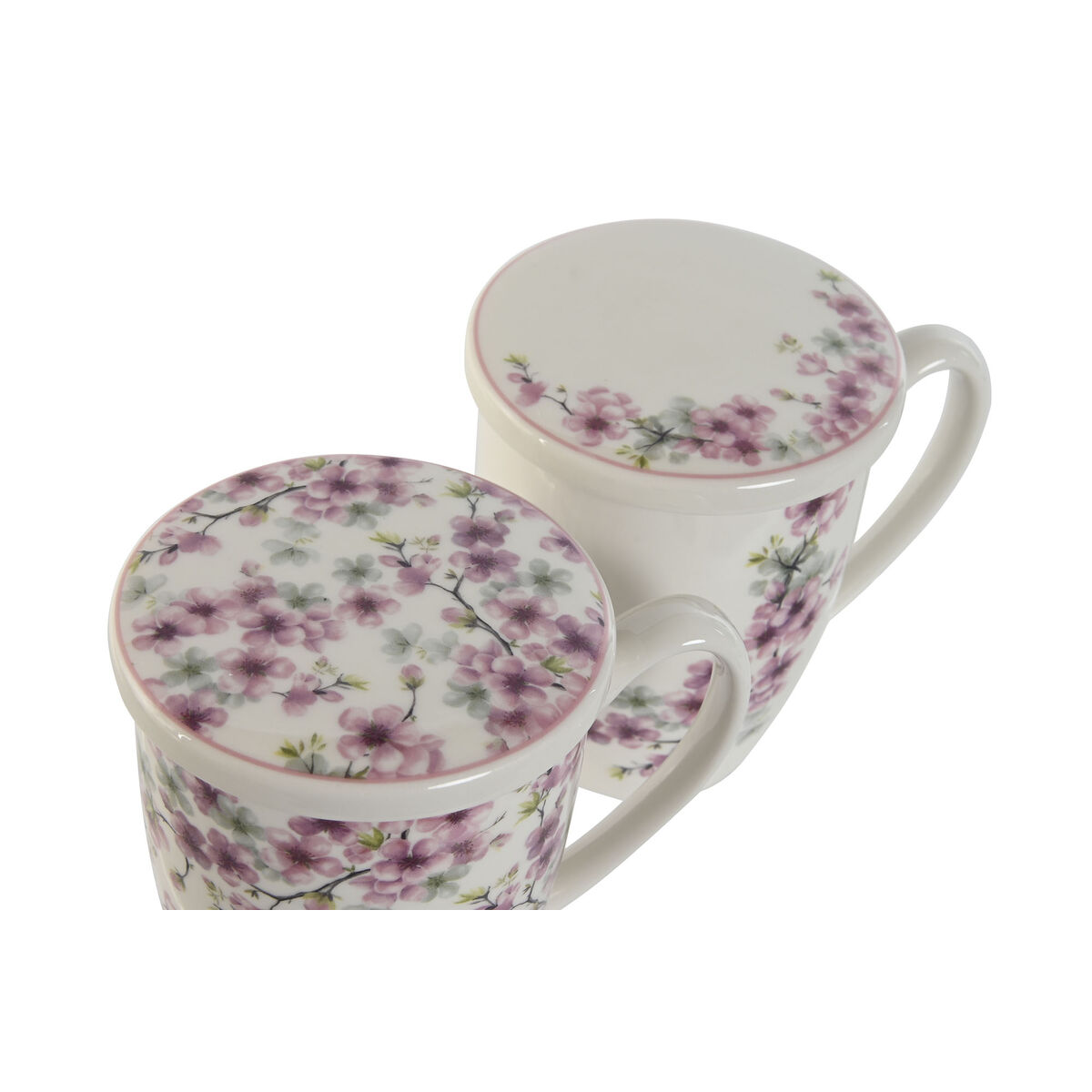 Kopp med filter för örtteer Home ESPRIT Blå Vit Rosa Rostfritt stål Porslin 380 ml (2 antal) - 4