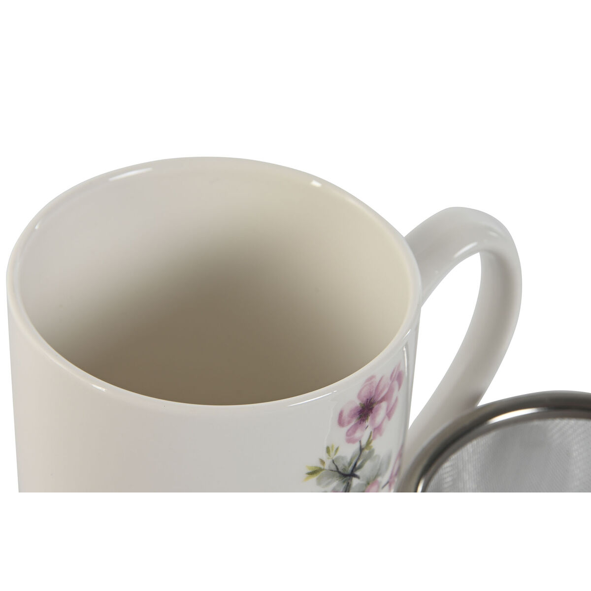Kopp med filter för örtteer Home ESPRIT Blå Vit Rosa Rostfritt stål Porslin 380 ml (2 antal) - 2