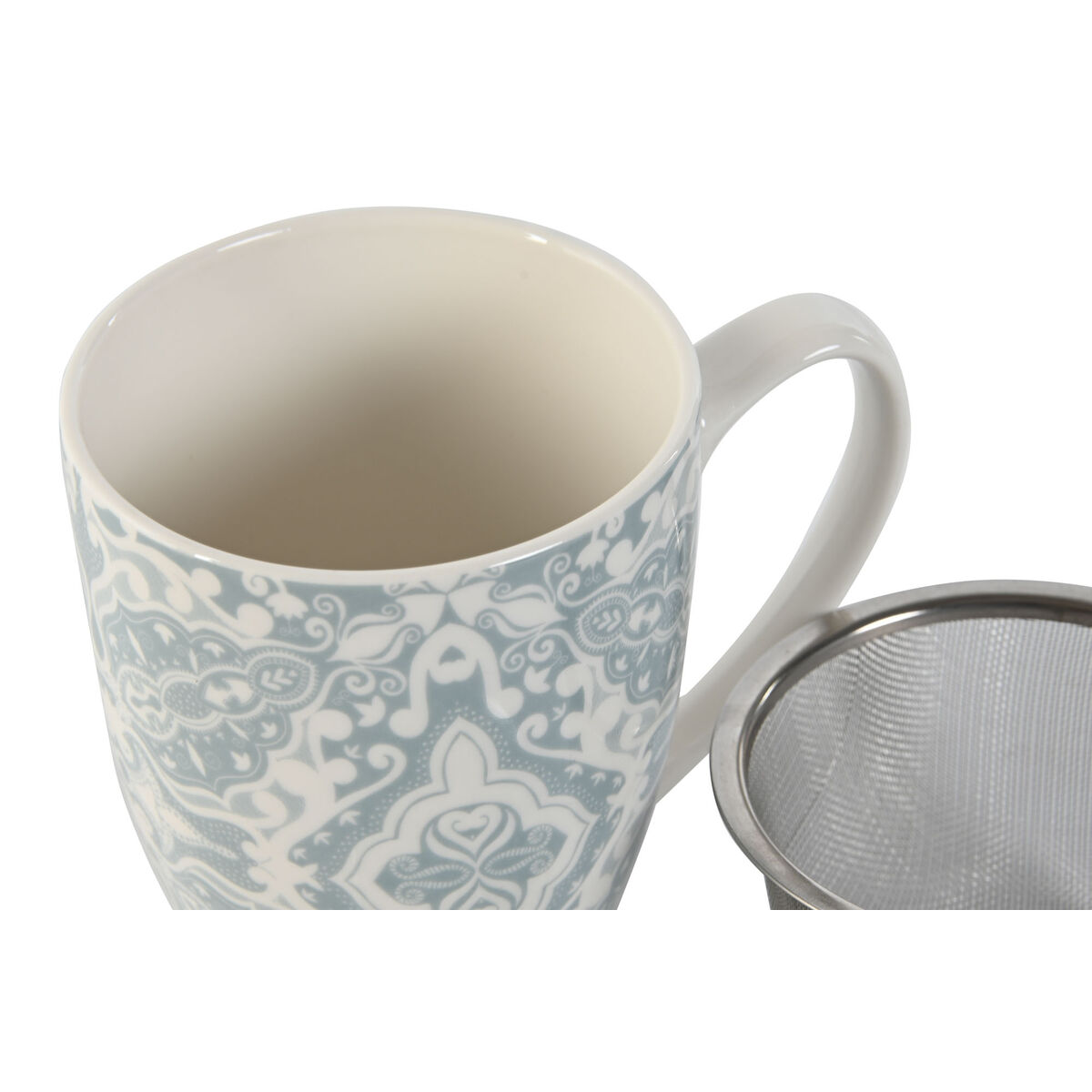 Kopp med filter för örtteer Home ESPRIT Blå Beige Rostfritt stål Porslin 380 ml (2 antal) - 2