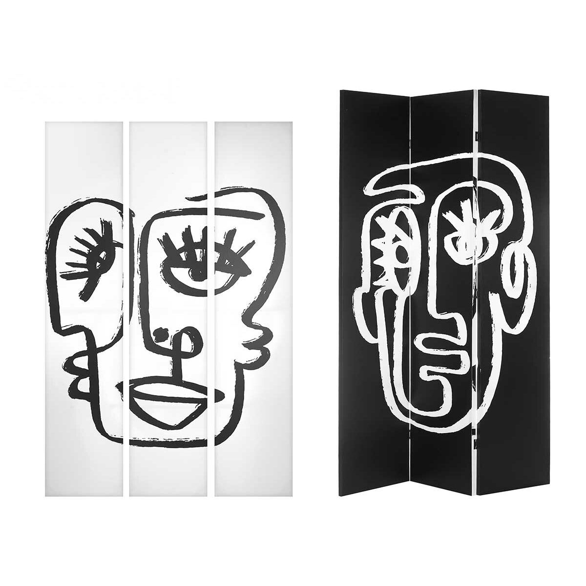 Skärm Gift Decor Vit Svart Kanvas 122 x 2,5 x 180 cm 40 x 180 x 7 cm Ansikte - 2