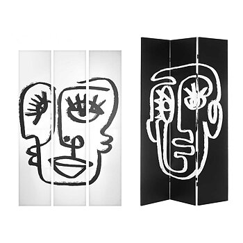Skärm Gift Decor Vit Svart Kanvas 122 x 2,5 x 180 cm 40 x 180 x 7 cm Ansikte