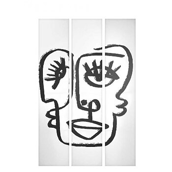 Skärm Gift Decor Vit Svart Kanvas 122 x 2,5 x 180 cm 40 x 180 x 7 cm Ansikte