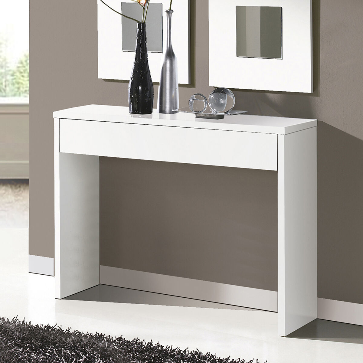 Konsol Alexandra House Living Vit Trä MDP 100 x 75 x 30 cm 1 låda - 3