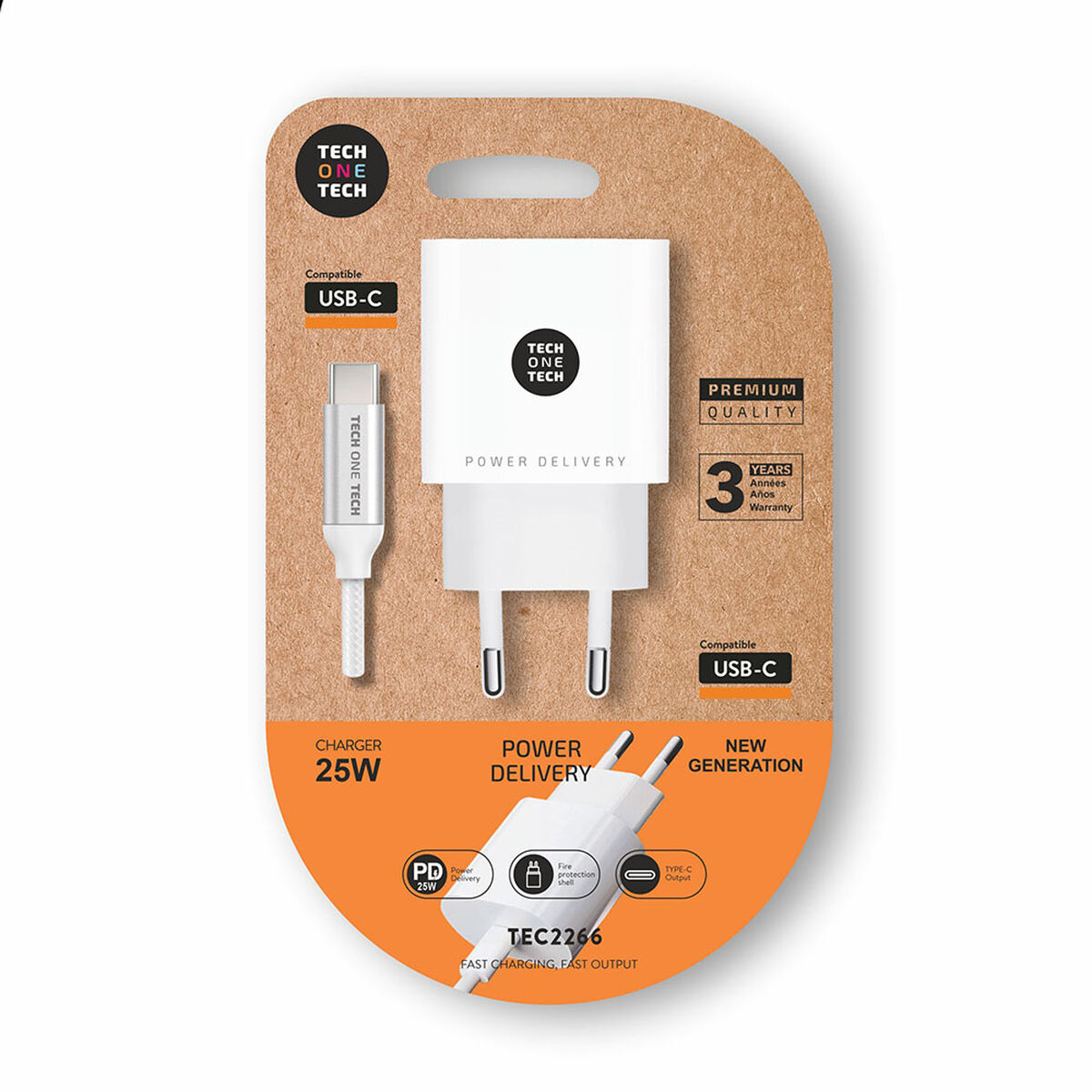 Väggladdare Tech One Tech Vit 25 W