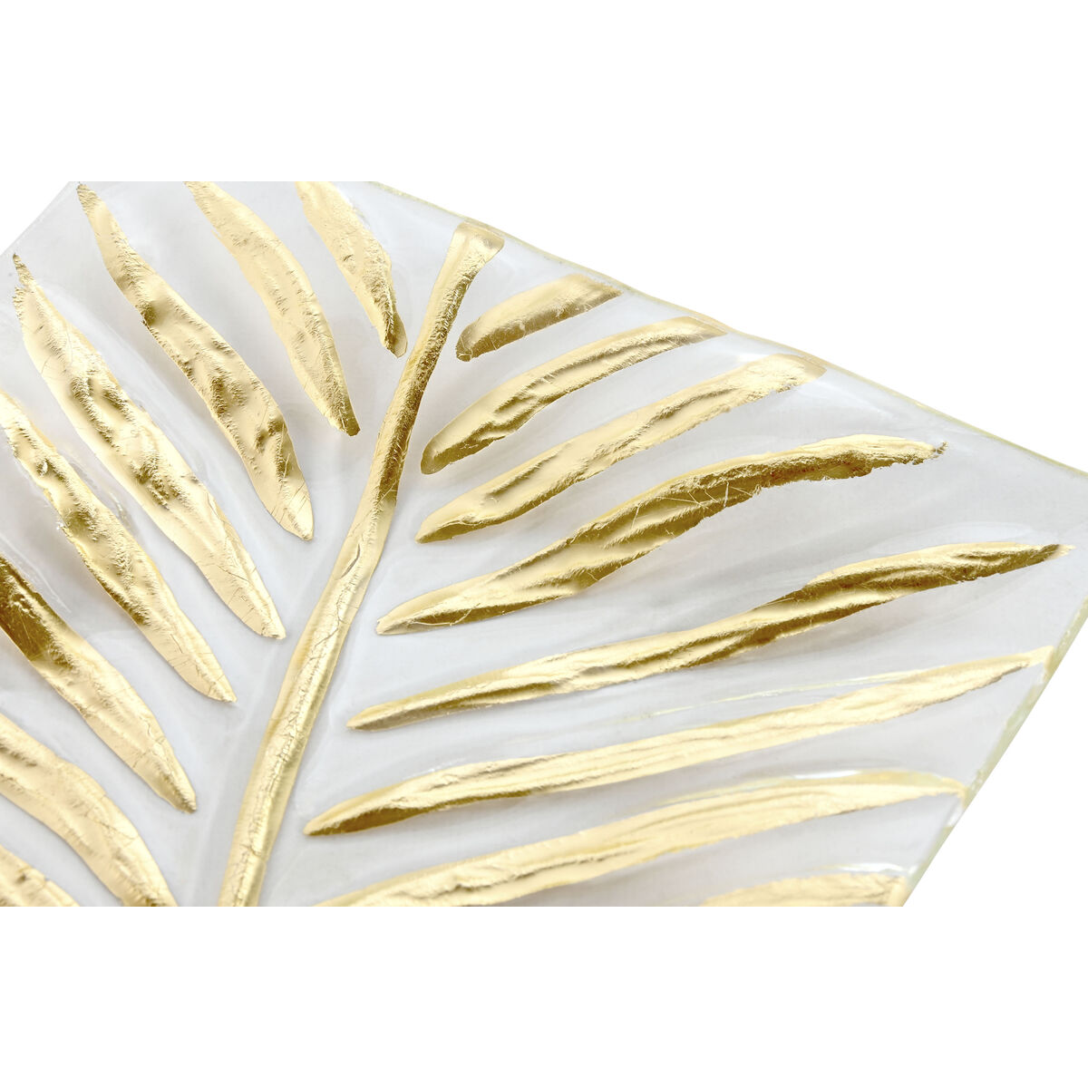Bordsdekoration Home ESPRIT Transparent Gyllene Modern Löv av en växt 29 x 21 x 3 cm - 2