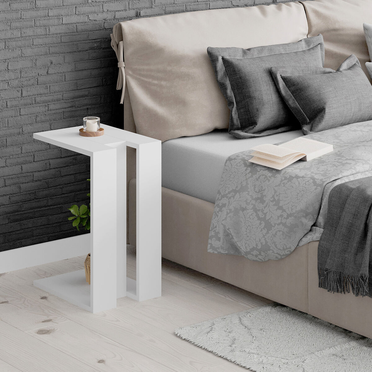 Sidobord Alexandra House Living Vit Trä MDP 30 x 57 x 40 cm - 3